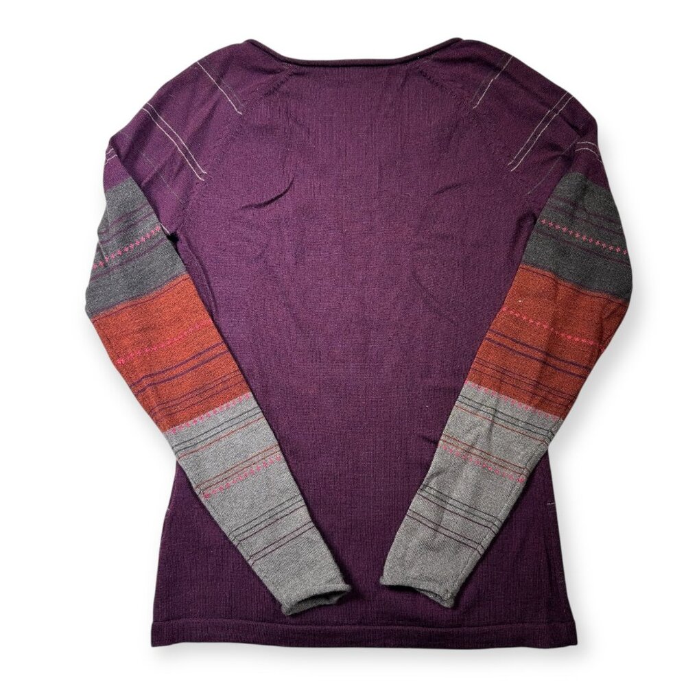 Smartwool‎ Merino Blend Womens XS V Neck Base layer Pullover Purple and Orange - Picture 2 of 5